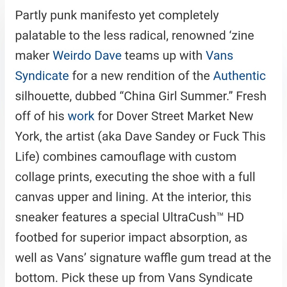 Vans X Syndicate Authentic "S" China Girl Summer Vintage Vans - Picture 5 of 9